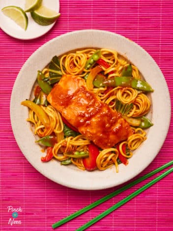 Teriyaki Chilli Salmon pinchofnom.com