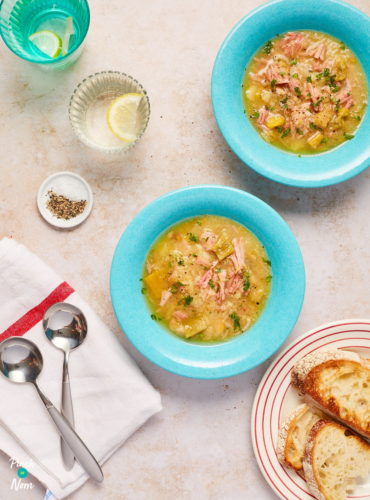 Ham, Leek and Potato Soup pinchofnom.com