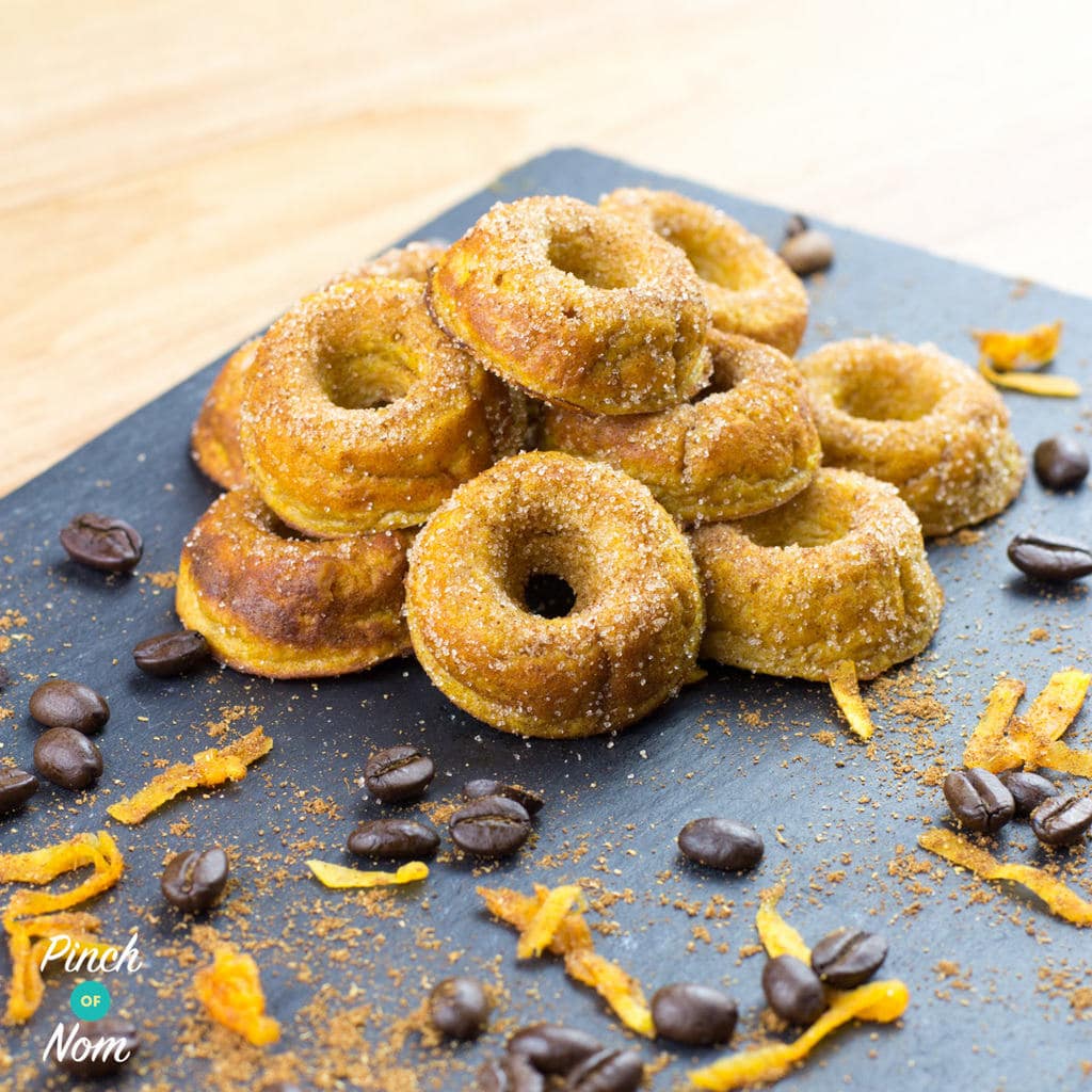 Pumpkin Spiced Latte Mini Doughnuts pinchofnom.com