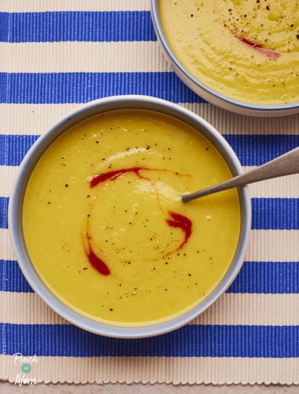 Curried Parsnip and Apple Soup pinchofnom.com