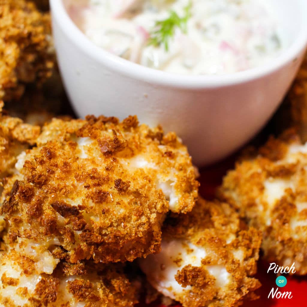 Monk Fish Bites with Tartar Sauce pinchofnom.com