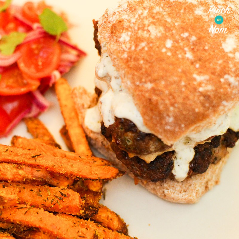 Moroccan Inspired Lamb Burgers pinchofnom.com