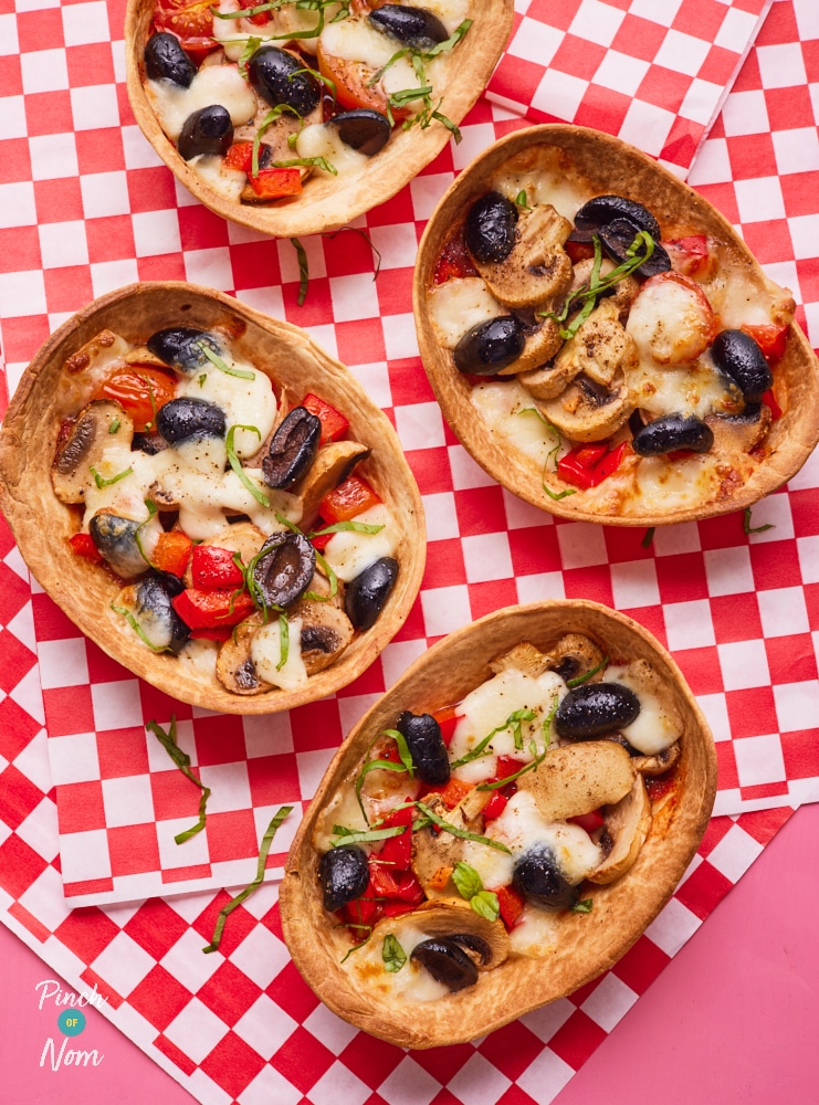 Pizza Boats laid out on a table