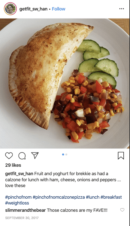 Ham and Mushroom Pizza Calzone - Pinch of Nom Slimming Recipes