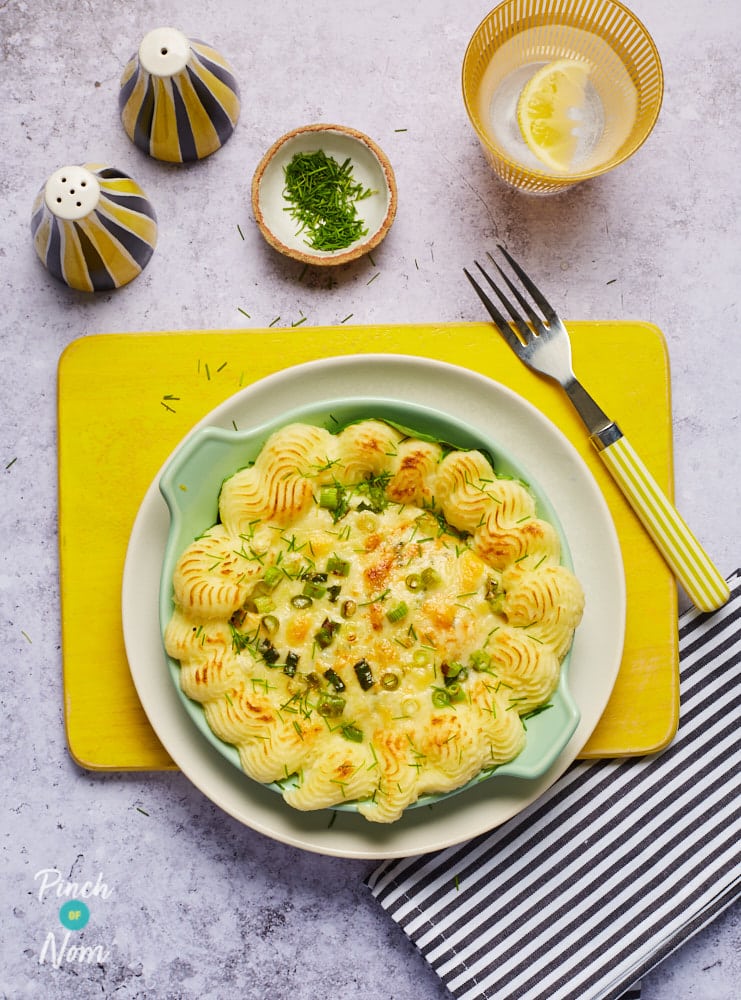 Smoked Haddock and Cheese Gratin - Pinch of Nom Slimming Recipes