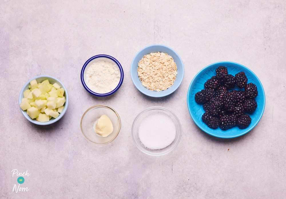 Ingredients for the Apple and Blackberry Crumble