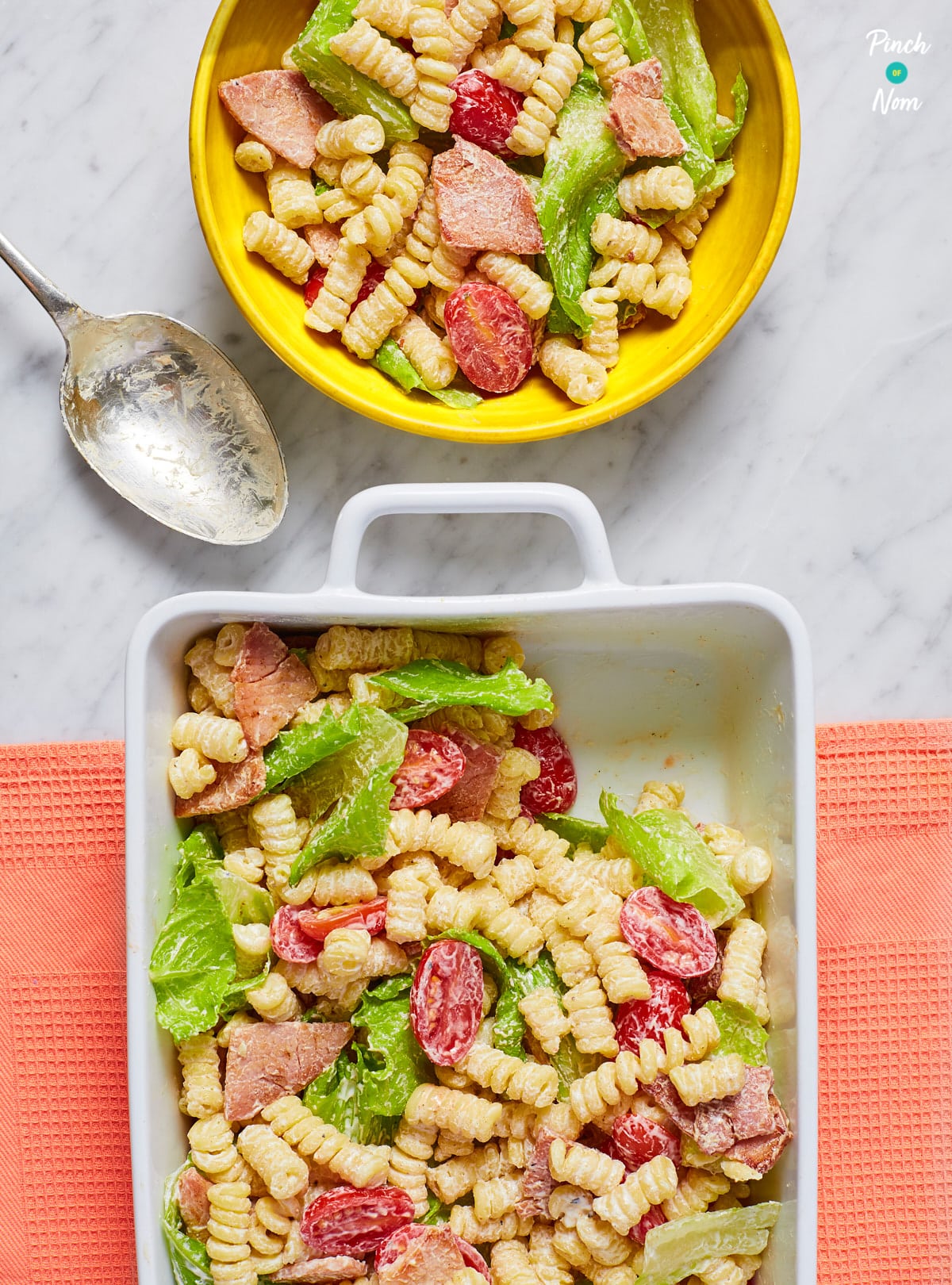 BLT Pasta Salad - Pinch of Nom Slimming Recipes