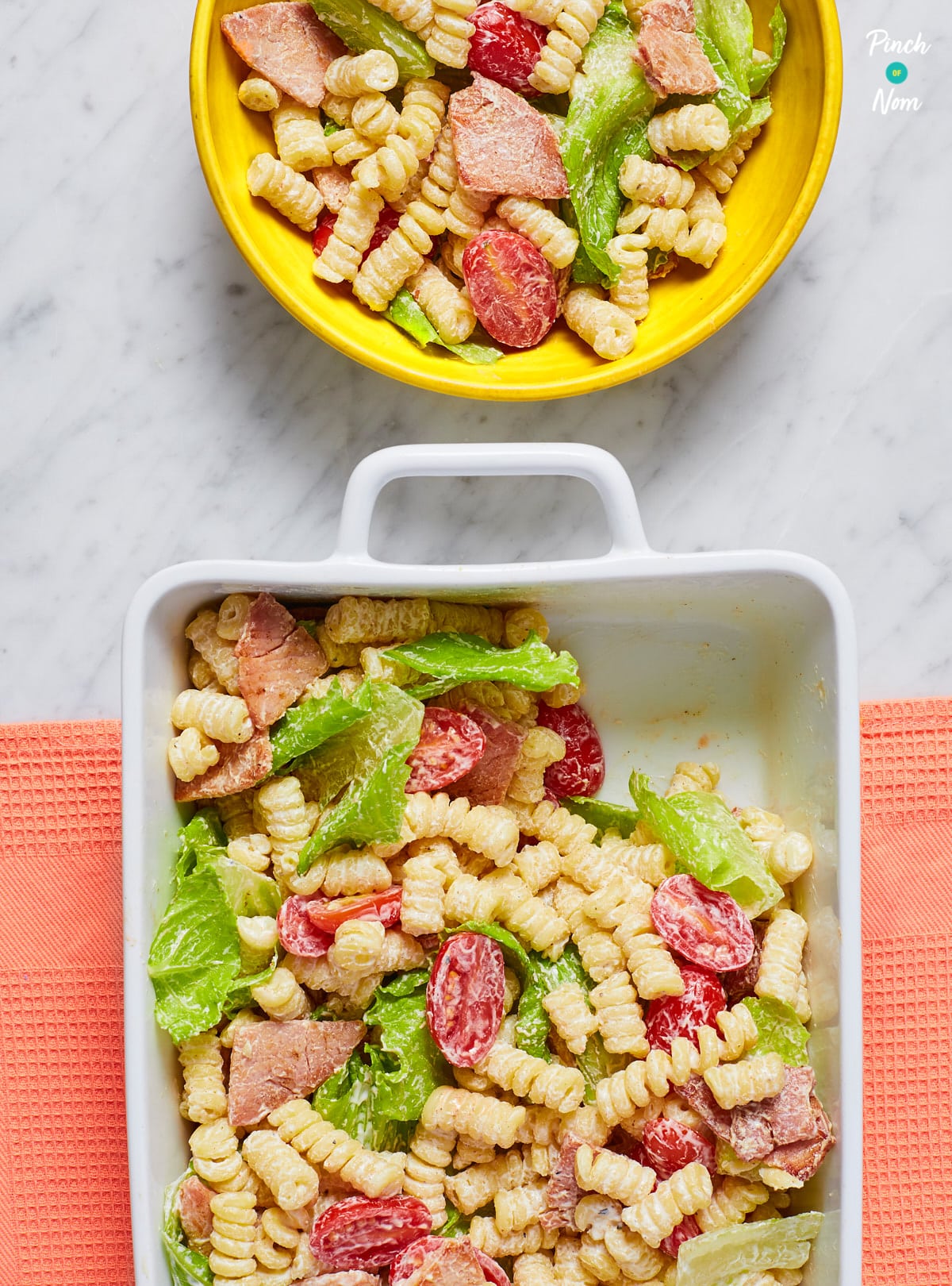 BLT Pasta Salad - Pinch of Nom Slimming Recipes