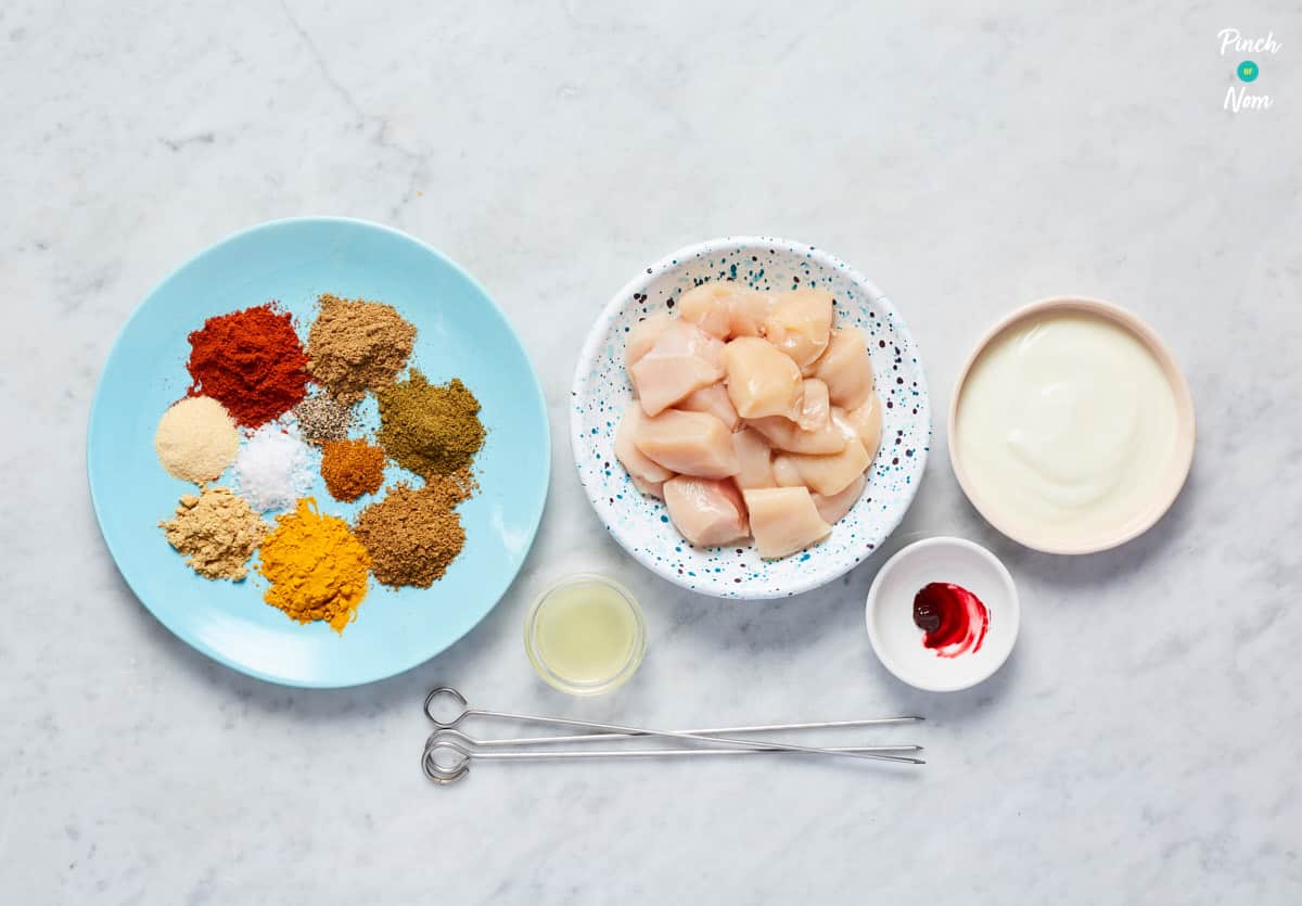 Chicken Tikka Kebabs - Pinch of Nom Slimming Recipes