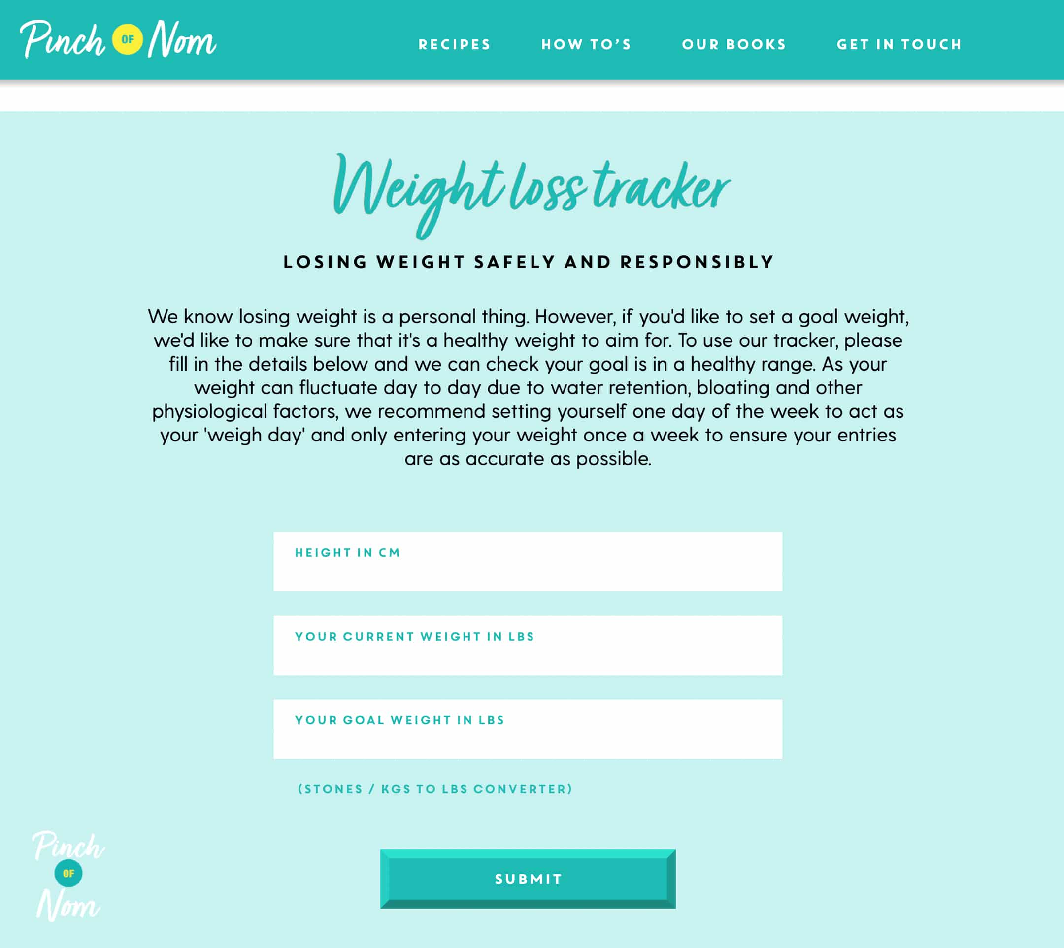 How to use our Weight Loss Tracker - Pinch of Nom