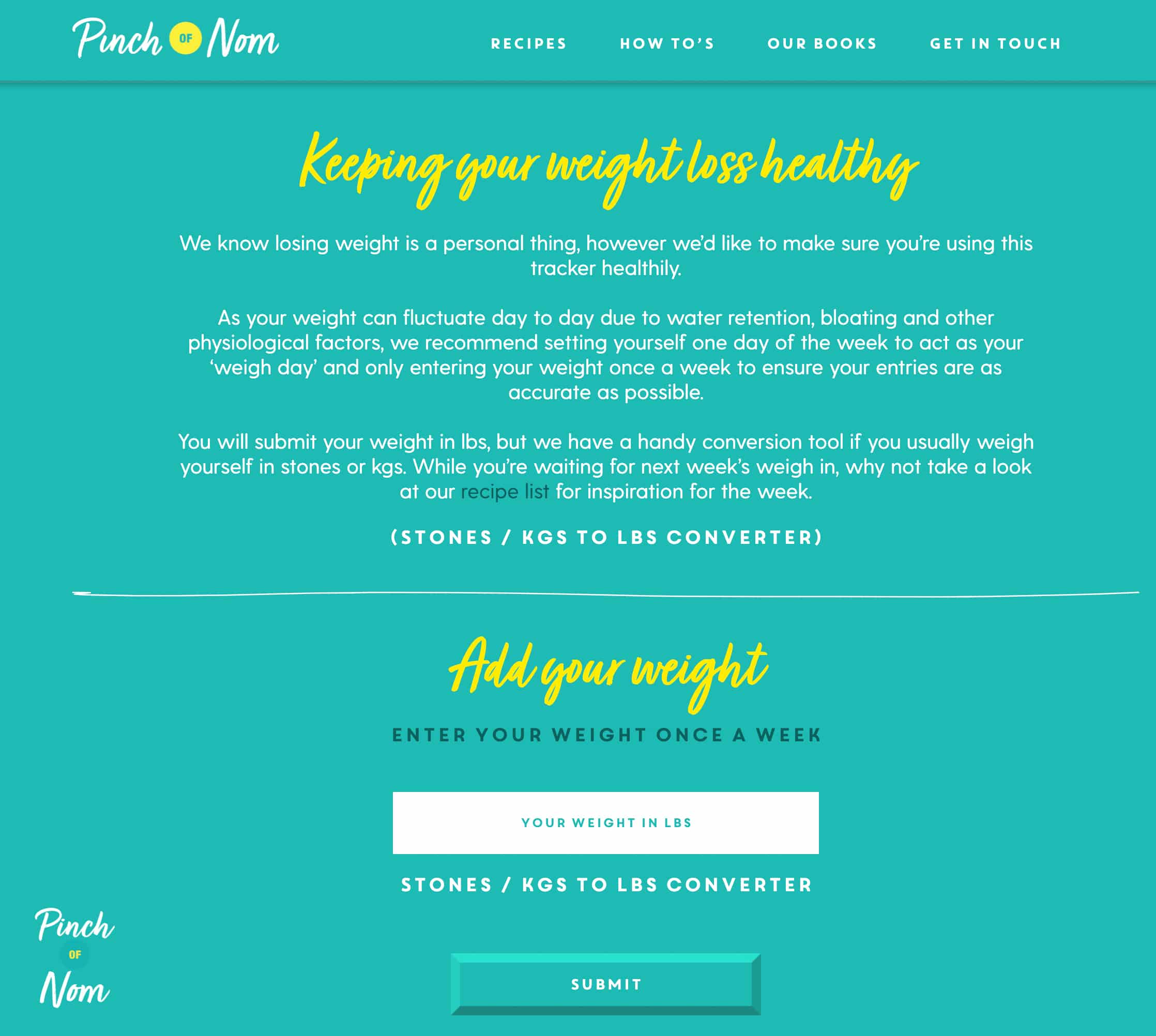 How to use our Weight Loss Tracker - Pinch of Nom