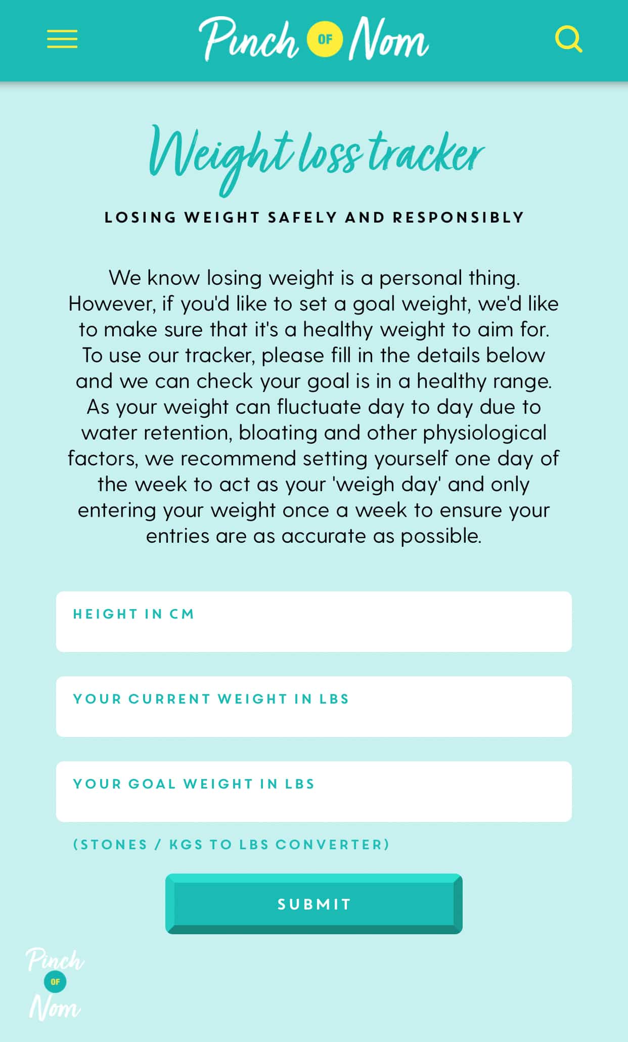 How to use our Weight Loss Tracker - Pinch of Nom