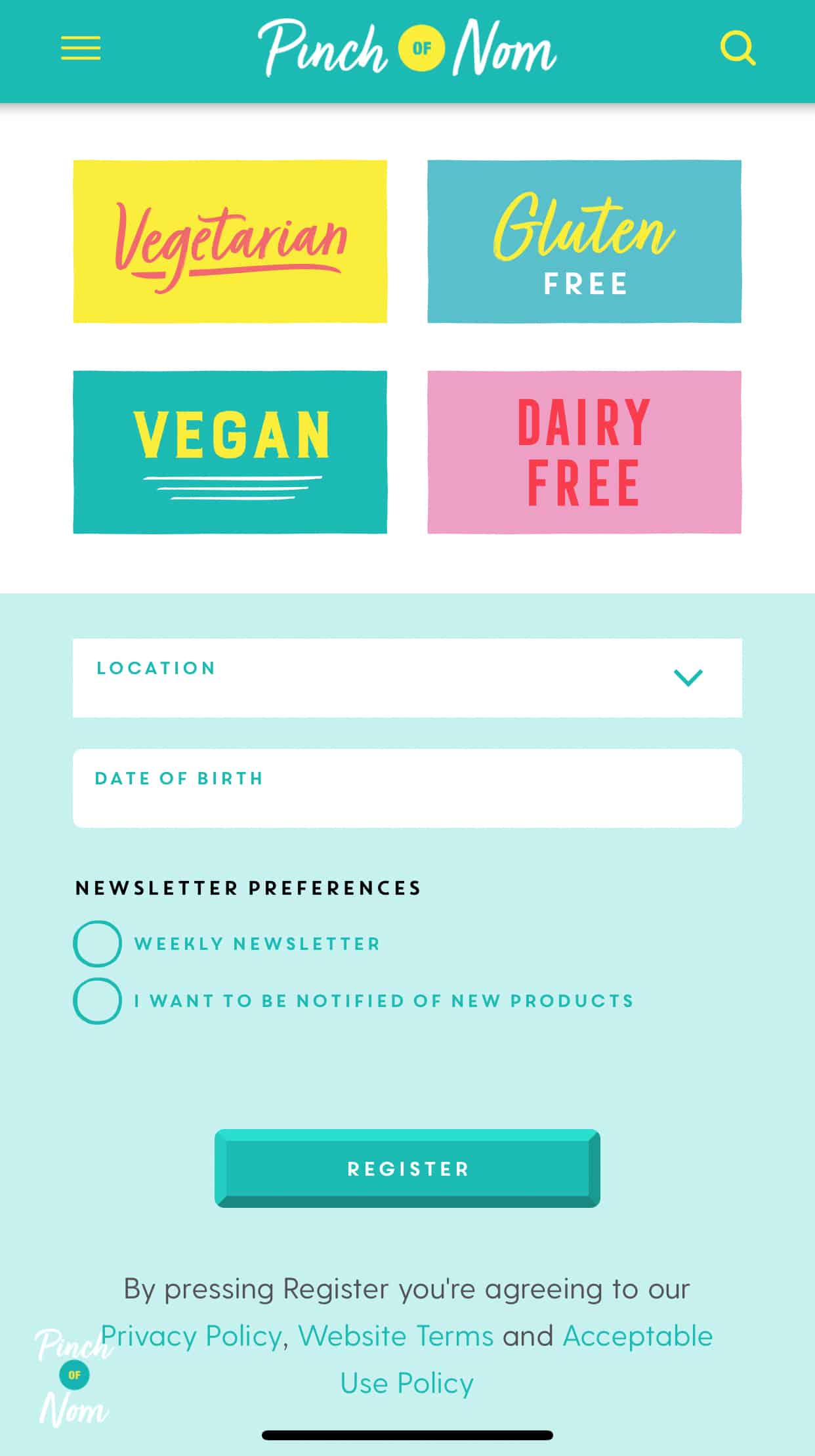 How to sign up and in to the website - Pinch of Nom