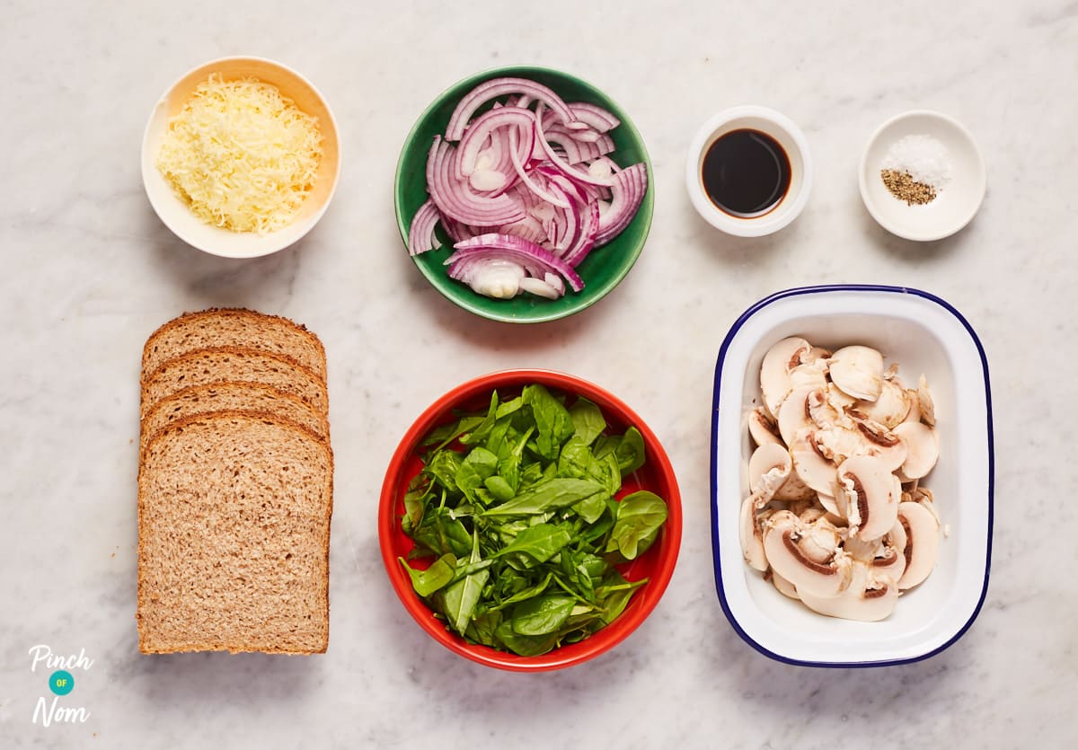 Caramelised Onion Cheese Toasties - Pinch of Nom Slimming Recipes