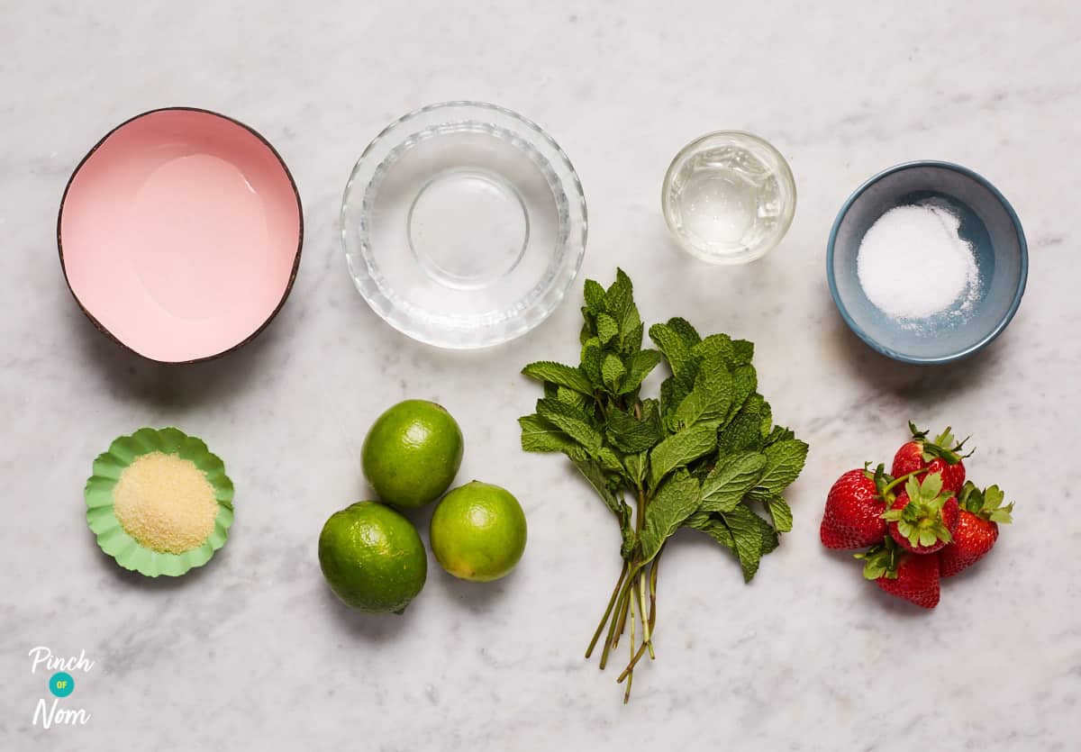 Strawberry Mojito Jellies - Pinch of Nom Slimming Recipes