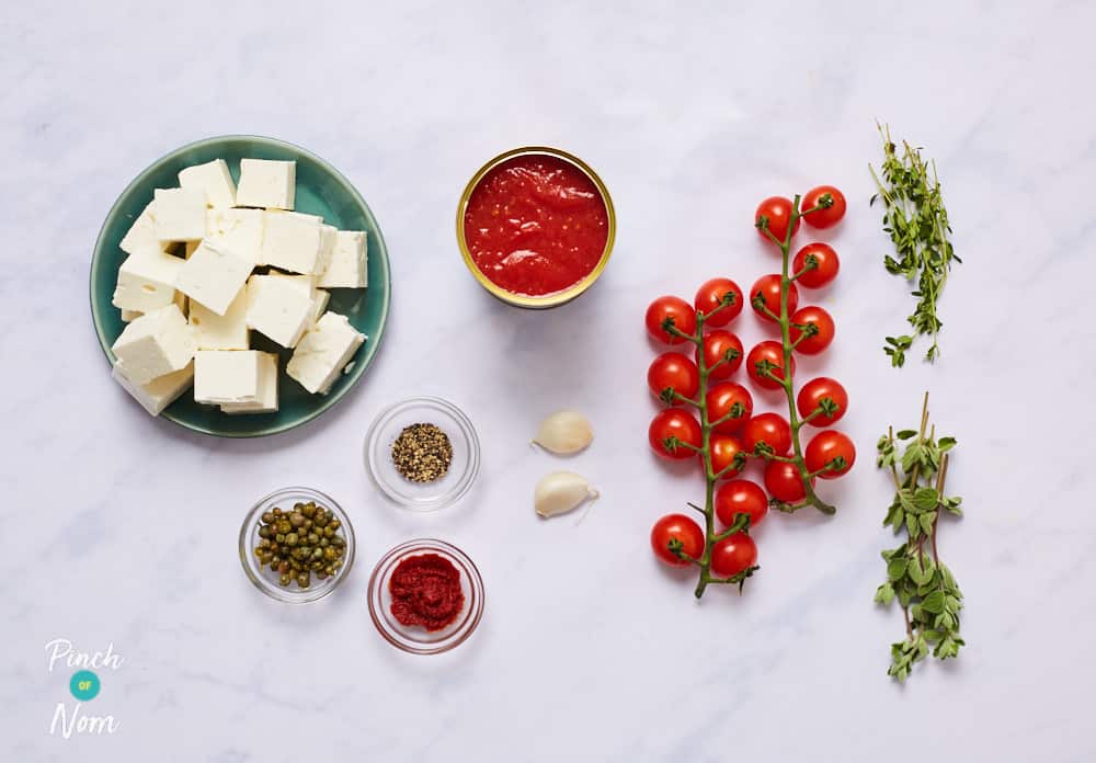 Baked Feta and Tomatoes - Pinch of Nom Slimming Recipes