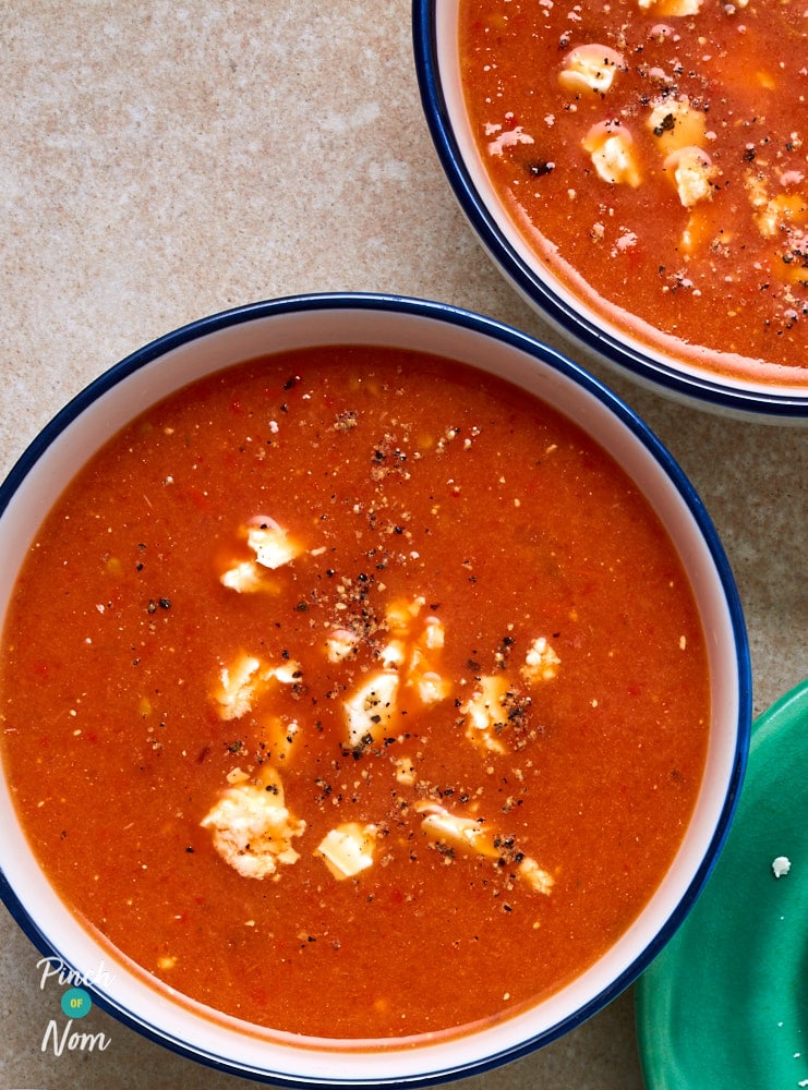 Roasted Red Pepper and Feta Soup - Pinch of Nom Slimming Recipes