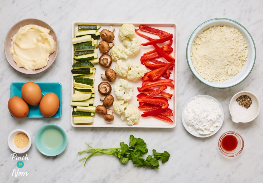 Baked Vegetable Tempura with Spicy Dip - Pinch of Nom Slimming Recipes