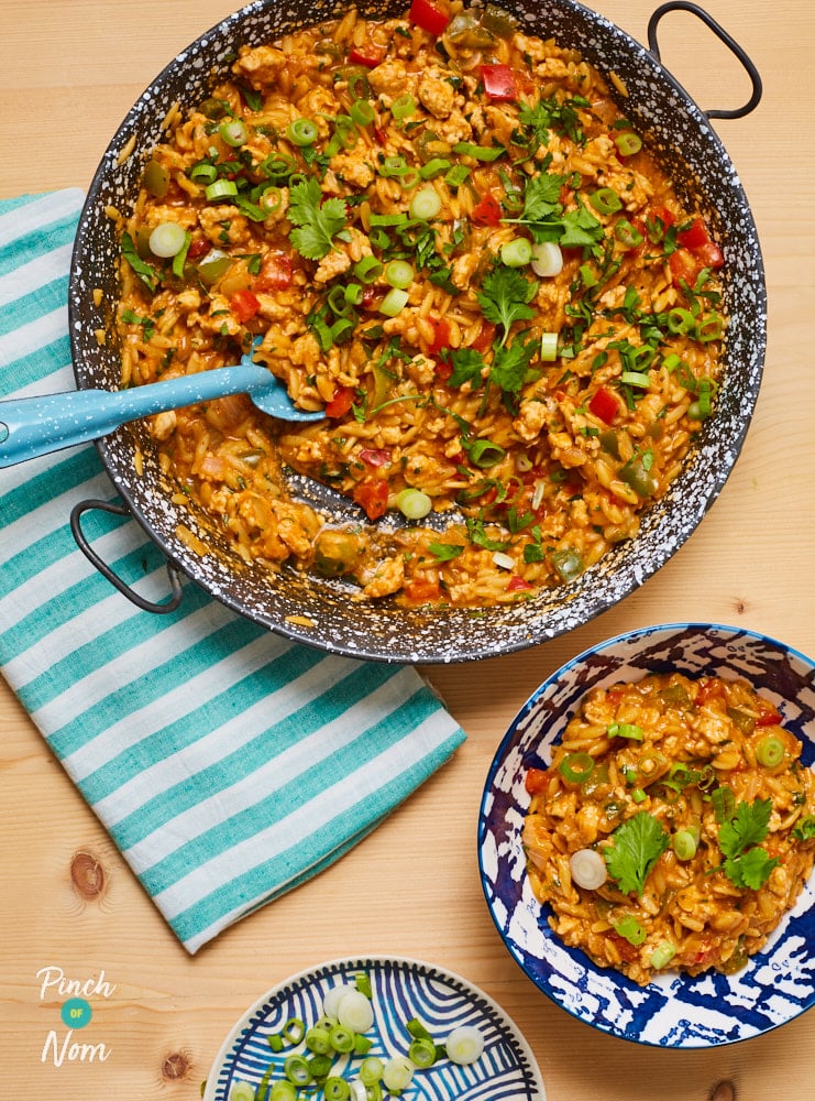 Cheesy Fajita Orzotto - Pinch of Nom Slimming Recipes