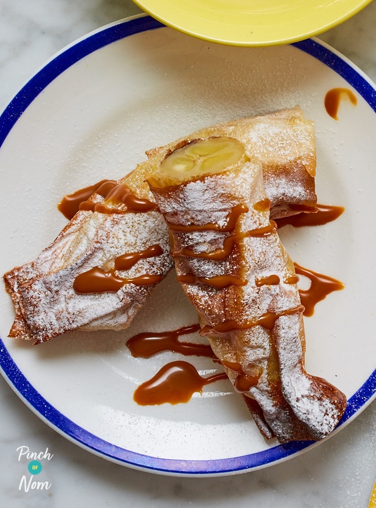 Banana and Caramel Filo Rolls - Pinch of Nom Slimming Recipes