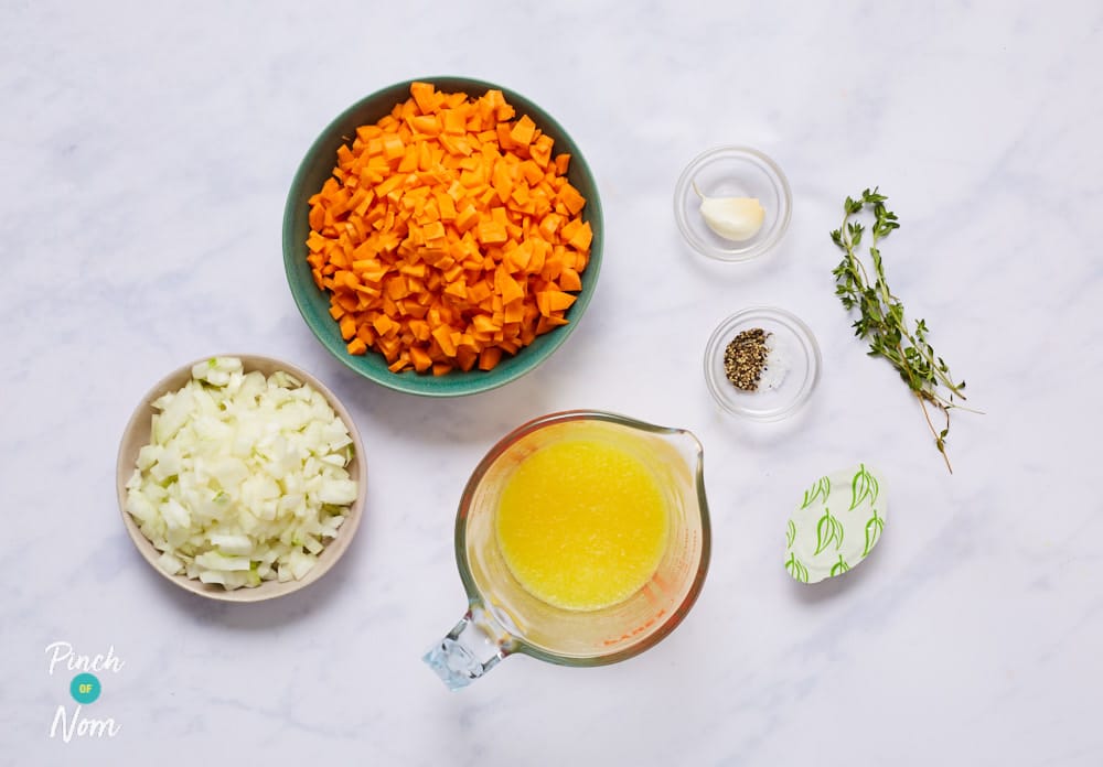 Carrot Orange and Thyme Soup - Pinch of Nom Slimming Recipes