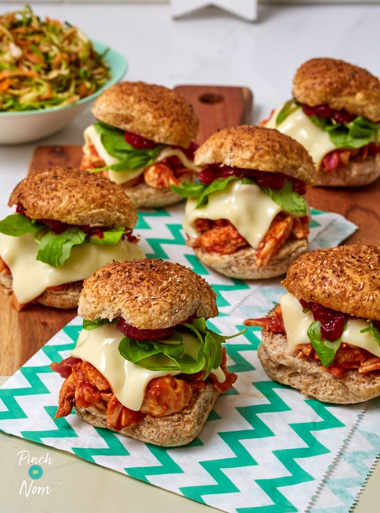 BBQ Turkey Sliders and Christmas Slaw - Pinch of Nom Slimming Recipes