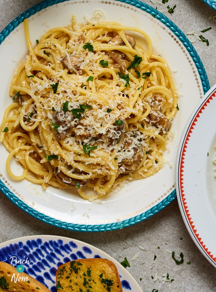 Mushroom Carbonara - Pinch of Nom Slimming Recipes