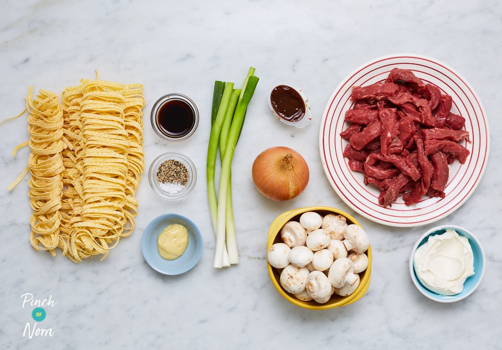 Creamy Peppered Beef Pasta - Pinch of Nom Slimming Recipes