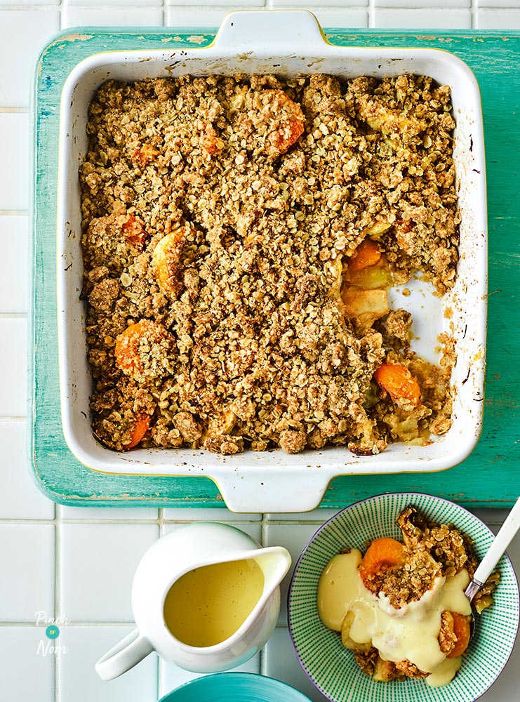 Apple and Apricot Oaty Crumble pinchofnom.com