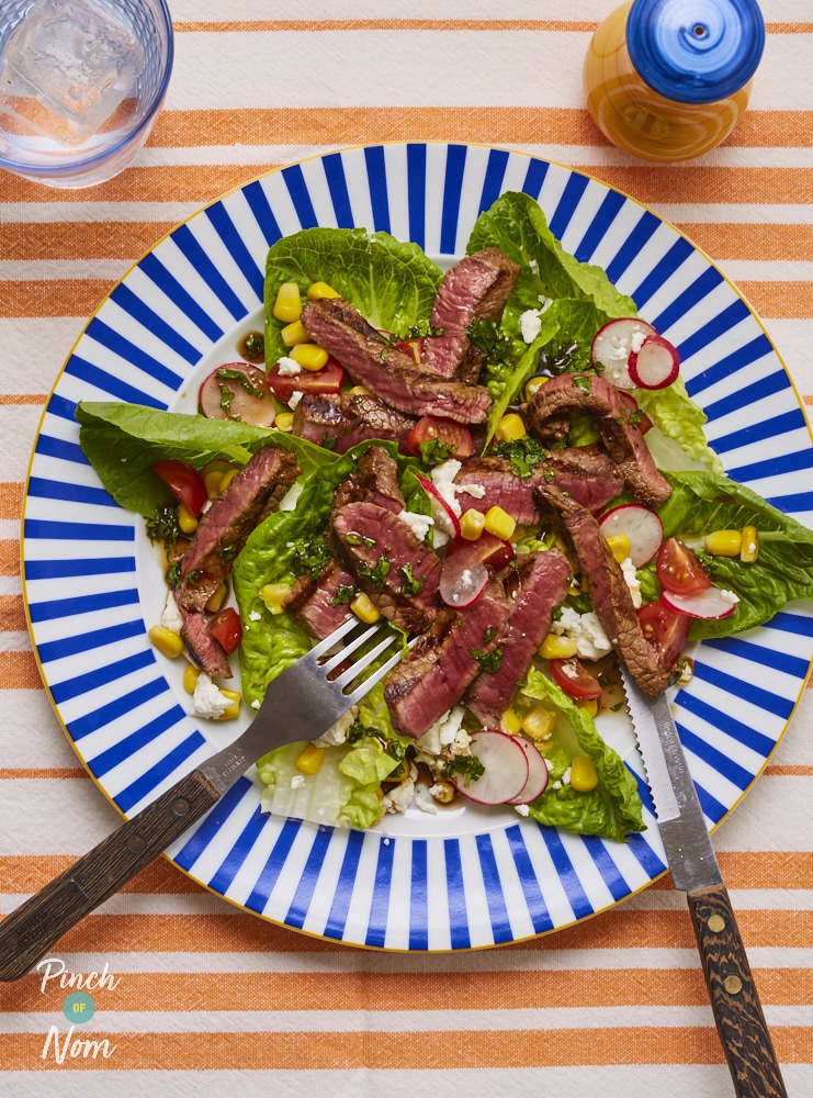 Balsamic Steak and Feta Salad pinchofnom.com