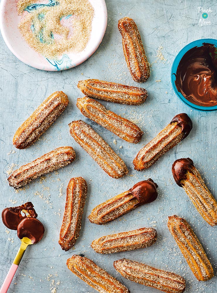 Churros and Chocolate Sauce pinchofnom.com