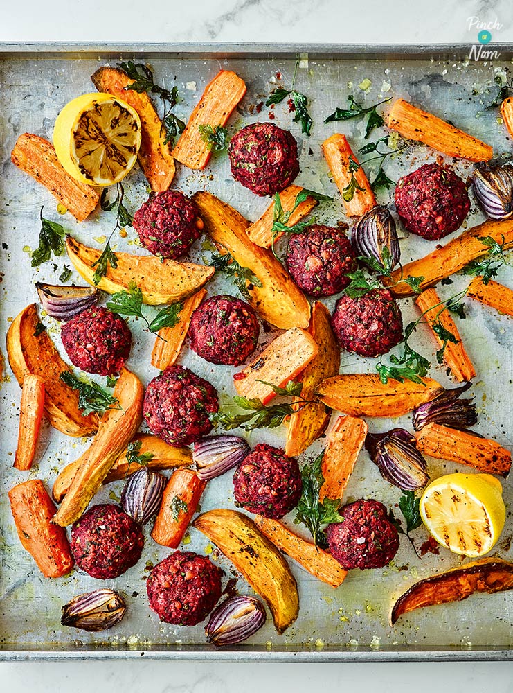 Falafel Traybake pinchofnom.com