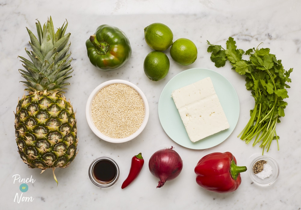 Summer Pineapple, Lime, Feta and Quinoa Salad - Pinch of Nom Slimming Recipes