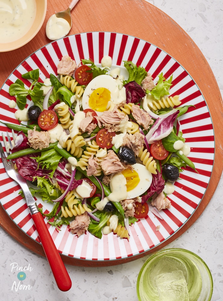 Tuna Nicoise Pasta Salad - Pinch of Nom Slimming Recipes