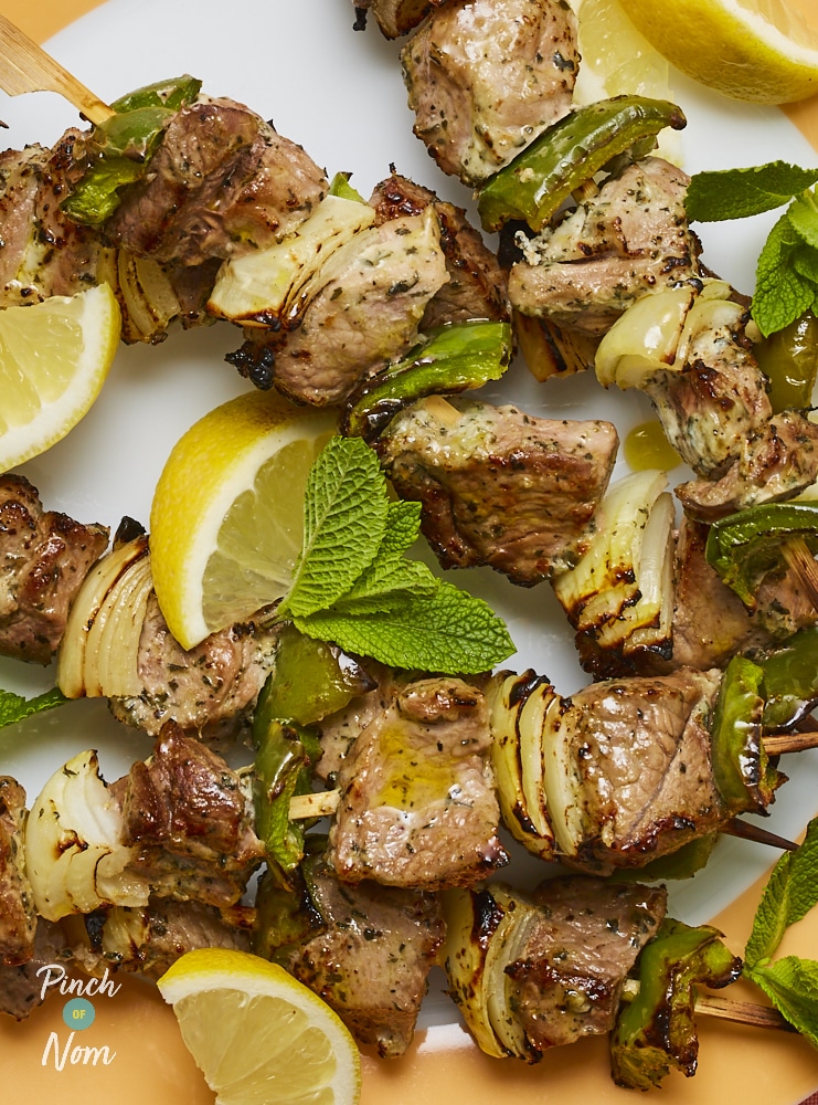 Minted Lamb Kebabs - Pinch of Nom Slimming Recipes