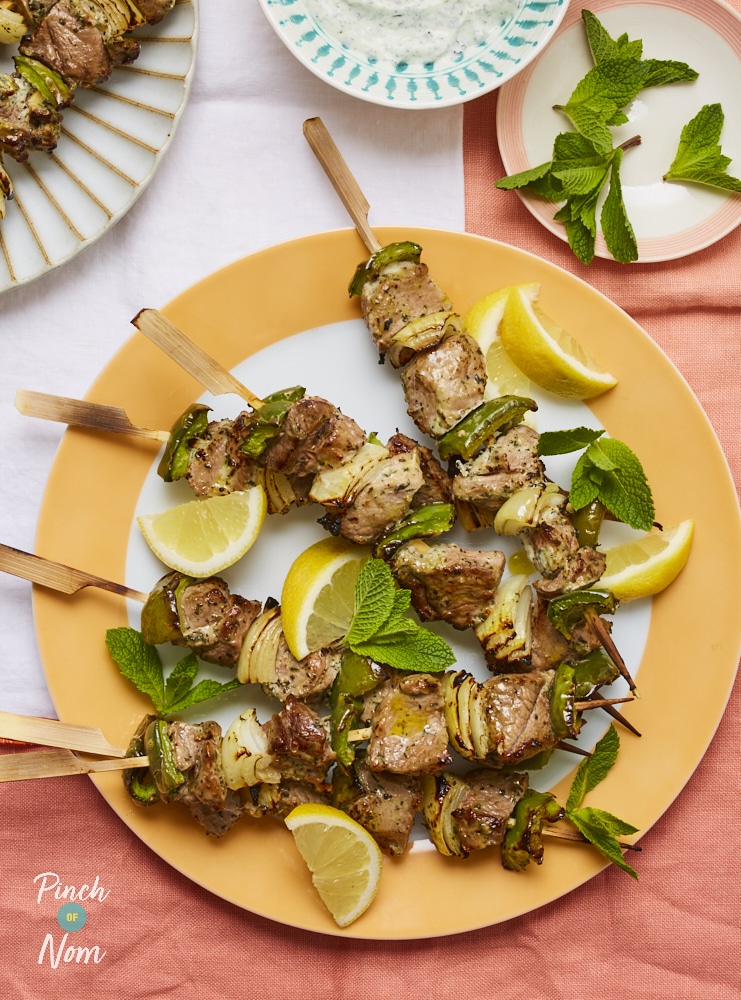 Minted Lamb Kebabs - Pinch of Nom Slimming Recipes