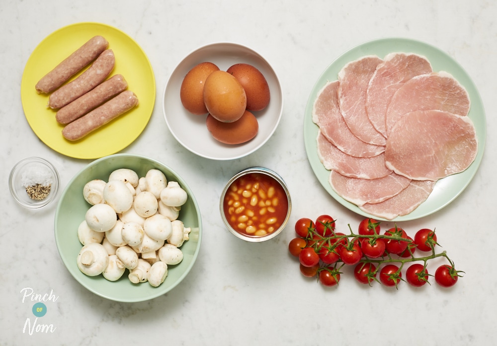 Air Fryer Full english - Pinch of Nom Slimming Recipes