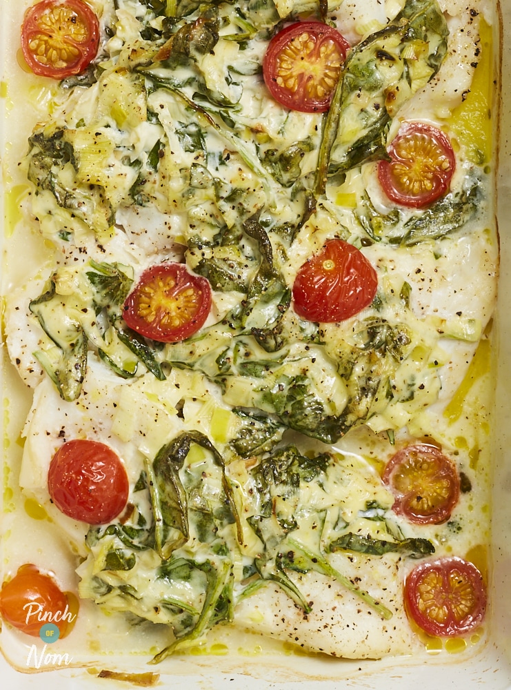 Creamy Cod and Spinach - Pinch of Nom Slimming Recipes