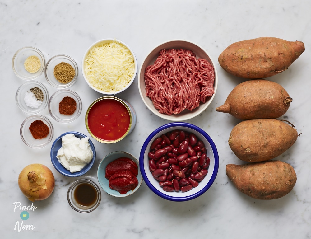 Chilli Stuffed Sweet Potato Skins - Pinch of Nom Slimming Recipes