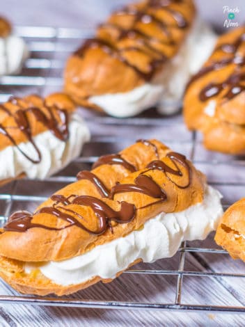 Chocolate Eclairs pinchofnom.com