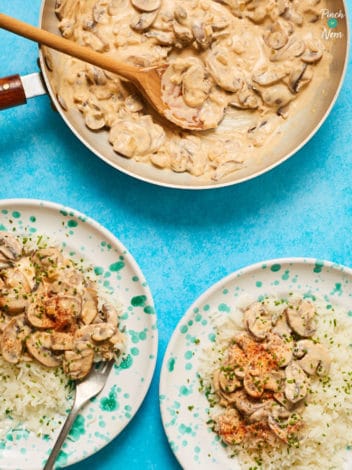 Mushroom Stroganoff pinchofnom.com