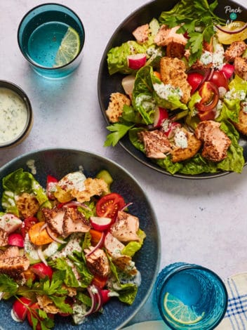 Salmon Fattoush pinchofnom.com