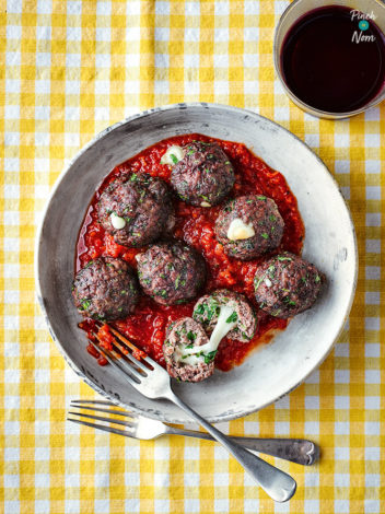 Stuffed Meatballs pinchofnom.com