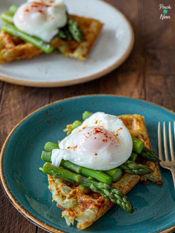 Rosti Waffle with Asparagus and Poached Egg pinchofnom.com