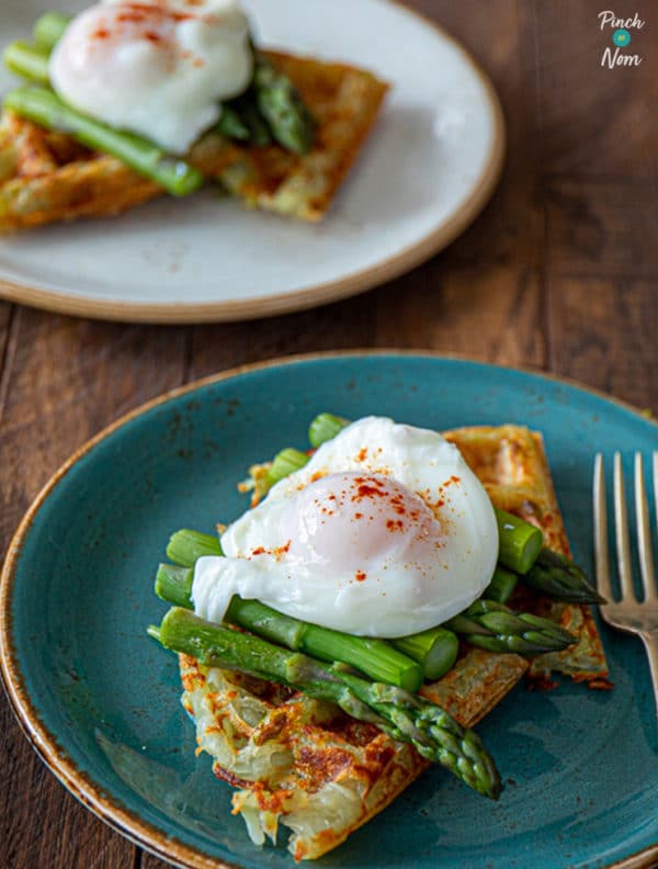 Rosti Waffle with Asparagus and Poached Egg pinchofnom.com