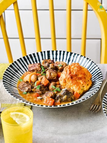 Beef Stew and Dumplings pinchofnom.com