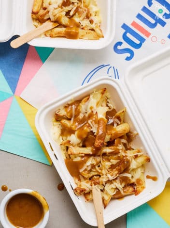 Cheesy Chips and Gravy pinchofnom.com