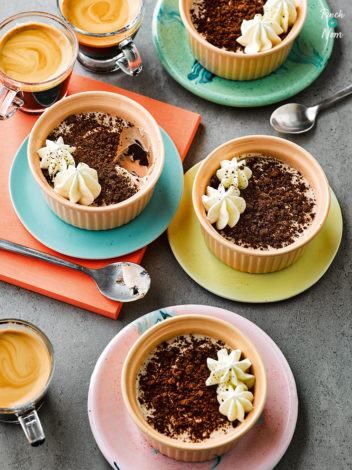 Chocolate Espresso Cheesecakes pinchofnom.com