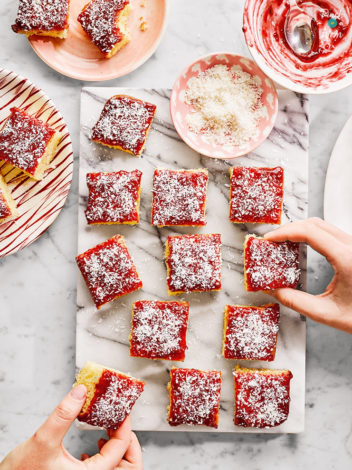 Coconut and Jam Sponge pinchofnom.com