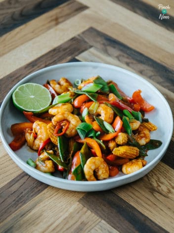 Firecracker Prawns pinchofnom.com